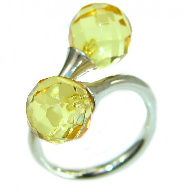 Modern Concept Natural faceted Baltic Amber .925 Sterling Silver ring s. 8