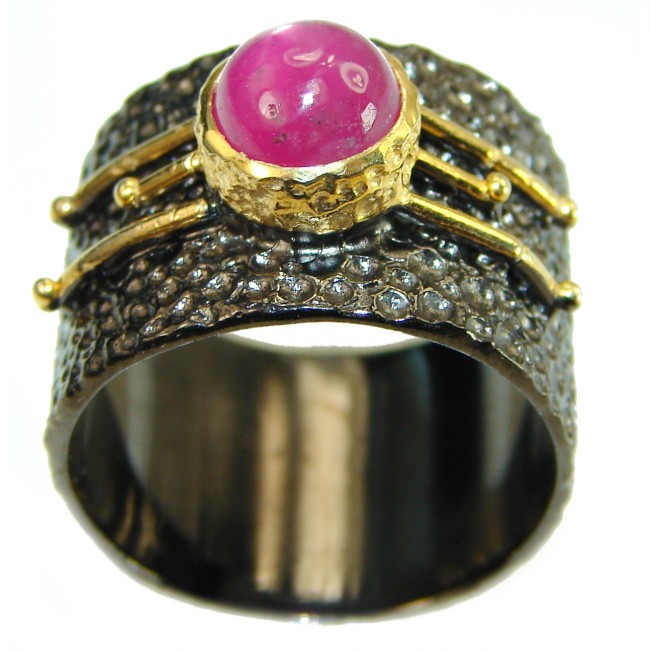 Exceptional Quality Authentic Ruby 14K Gold over .925 Sterling Silver handcrafted Ring size 8