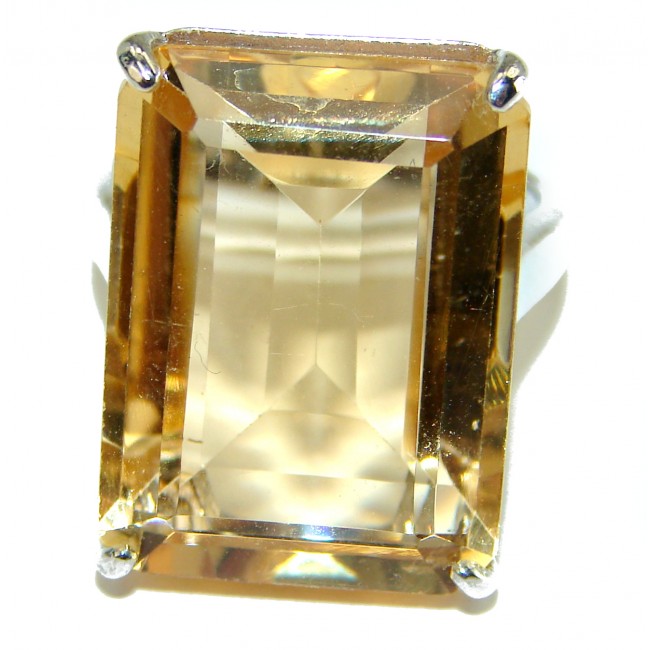 23.8 carat Genuine Lemon Quartz .925 Sterling Silver handcrafted ring size 8