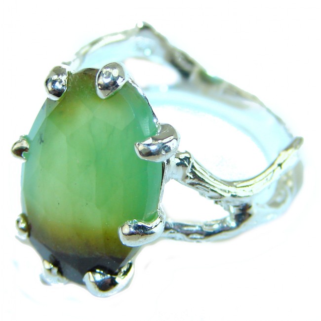 Good Energy authentic Chrysoprase .925 Sterling Silver Ring s. 8 1/2