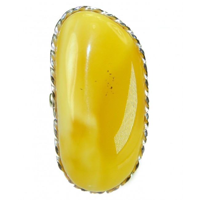 Modern Concept Natural Butterscotch Baltic Amber .925 Sterling Silver Huge ring s. 8 adjustable