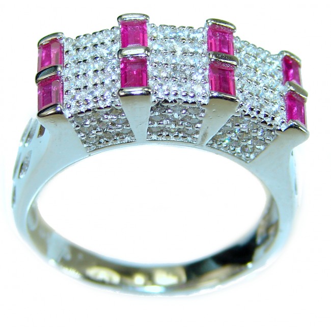 White Topaz Ruby .925 Sterling Silver brilliantly handcrafted ring s. 7