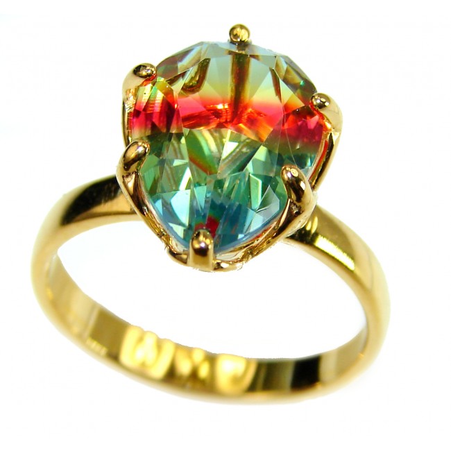 Rainbow Topaz 18K Gold over .925 Sterling Silver Perfectly handcrafted Ring s. 8