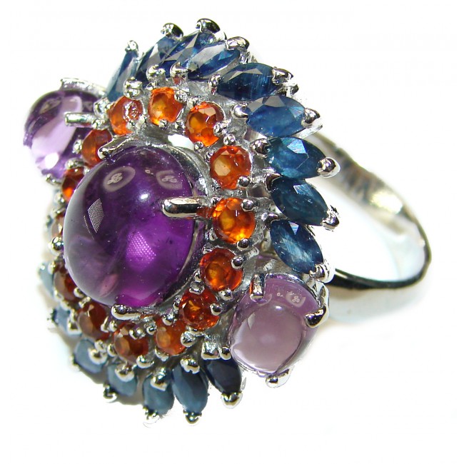 Magic Whirlpool 19.5 carat Amethyst .925 Sterling Silver Handcrafted Ring size 7 1/4