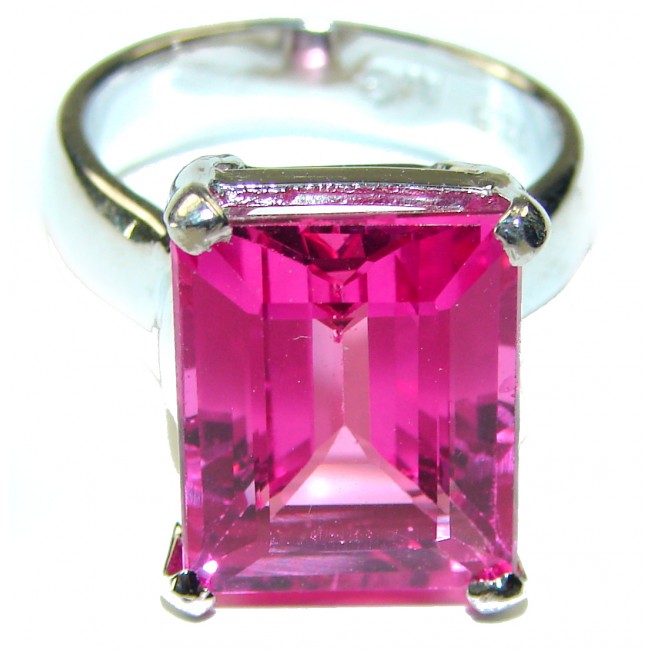 Real Diva 22.5 carat Pink Topaz .925 Silver handcrafted Cocktail Ring s. 8 1/4