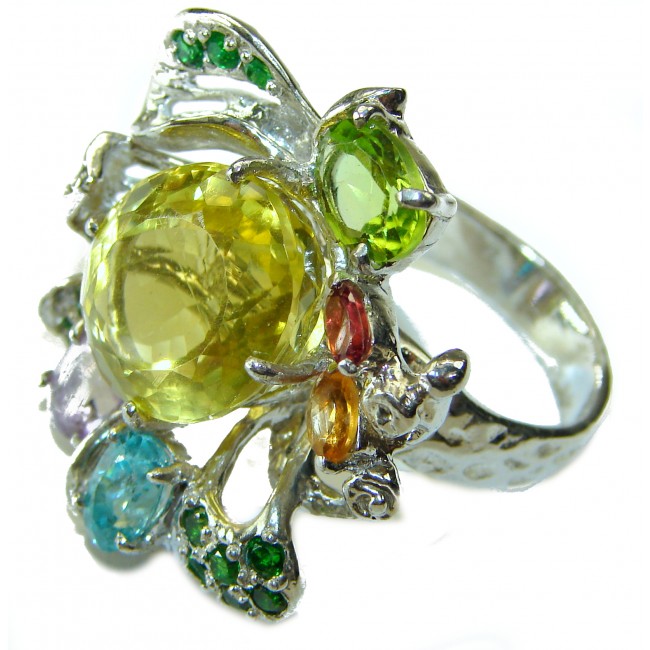 Authentic Citrine .925 Sterling Silver handmade Cocktail Ring s. 9