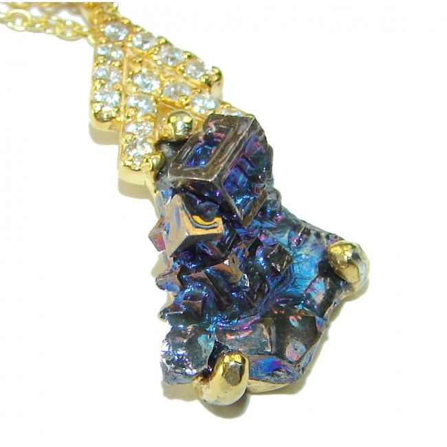 Magnificent Bismuth Crystal 14K Gold over .925 Sterling Silver handmade Necklace