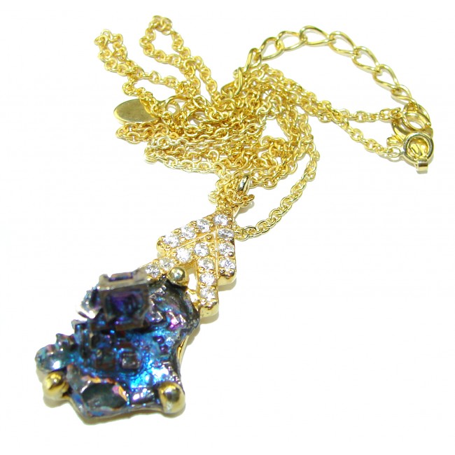 Magnificent Bismuth Crystal 14K Gold over .925 Sterling Silver handmade Necklace