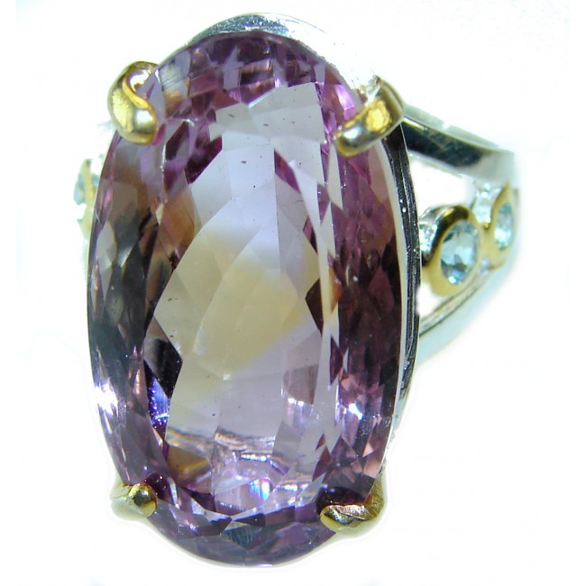 24.5 carat authentic Ametrine 14K Gold over .925 Sterling Silver handcrafted Ring s. 8