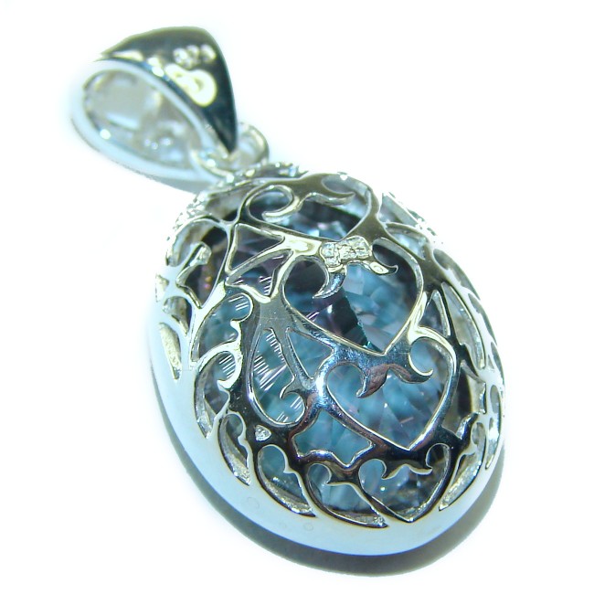 12.5 carat oval cut Mystic Topaz .925 Sterling Silver handcrafted Pendant