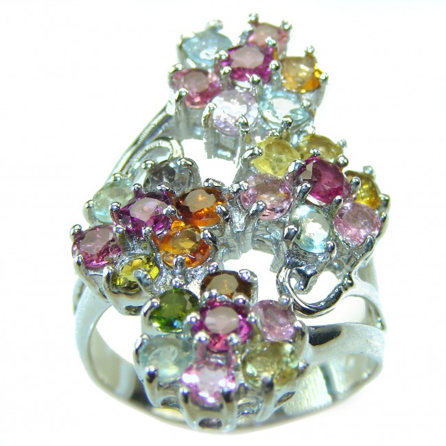 Brazilian Watermelon Tourmaline .925 Sterling Silver Perfectly handcrafted Ring s. 9