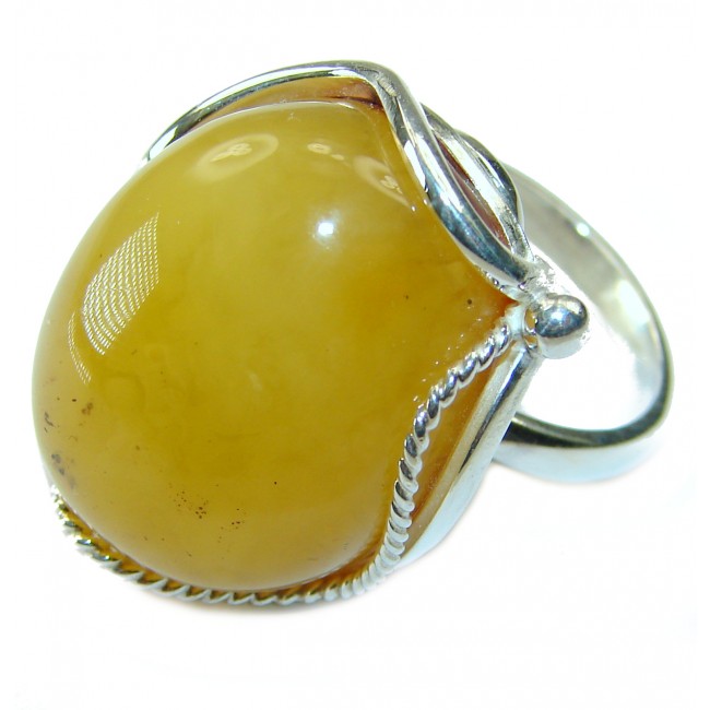 Modern Concept Natural Baltic Amber .925 Sterling Silver ring s. 7