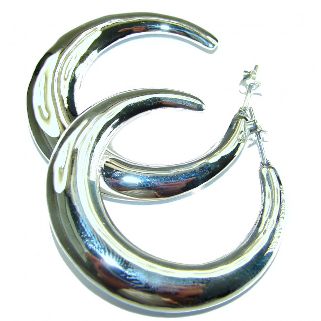 Huge .925 Sterling Silver handmade Bali made Hoop Earrings