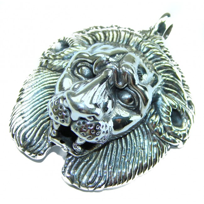 Sterling Leo's head .925 Silver Bali handmade Pendant