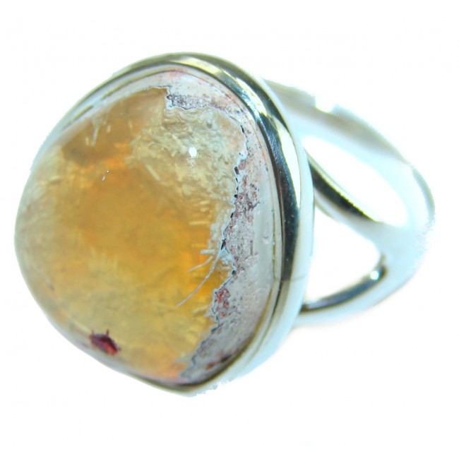 Natural Mexican Fire Opal .925 Sterling Silver handmade ring size 7 1/2