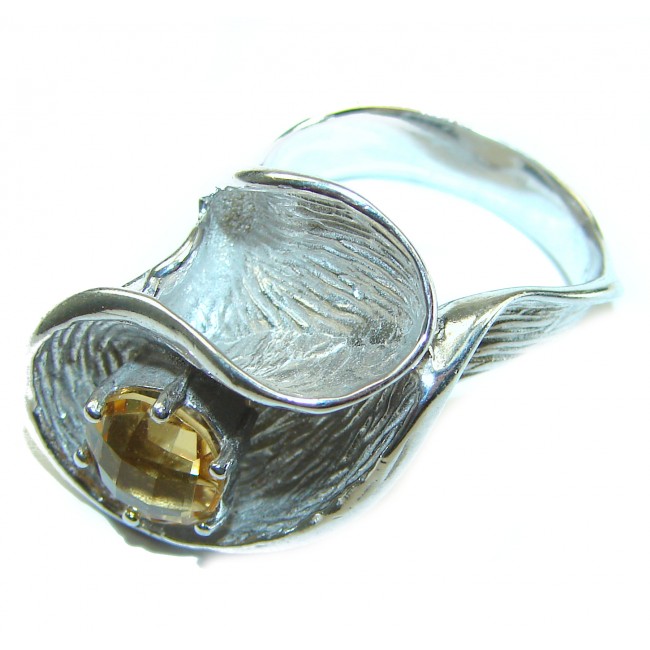 Authentic Citrine .925 Sterling Silver handmade Cocktail Ring s. 9