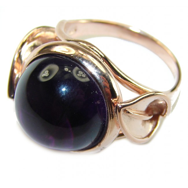 Spectacular 14.5 carat Amethyst rose gold over .925 Sterling Silver Handcrafted Ring size 7 1/4