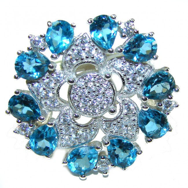 Exquisite London Blue Topaz .925 Sterling Silver .925 Sterling Silver Ring size 8 1/4