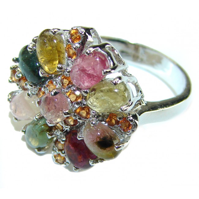 Brazilian Watermelon Tourmaline .925 Sterling Silver Perfectly handcrafted Ring s. 8 1/4