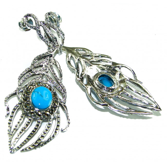 Genuine Sleeping Beauty Turquoise .925 Sterling Silver handcrafted Earrings