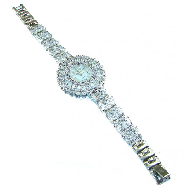 Precious White Topaz .925 Sterling Silver handmade Bracelet Watch