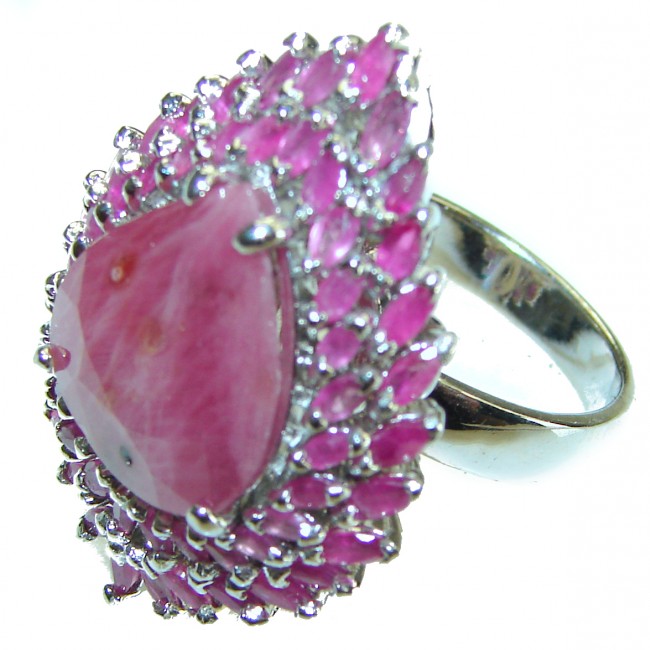 Red Rose Ruby .925 Sterling Silver handmade Ring size 7 1/2