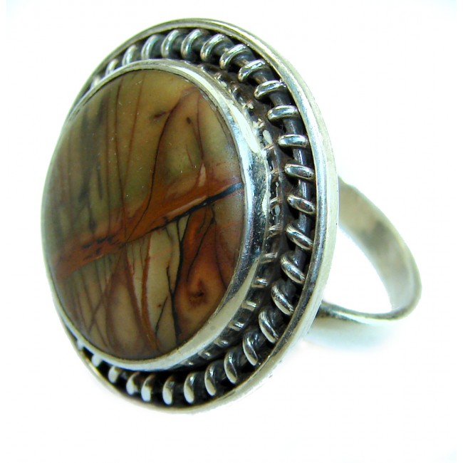 Picasso Jasper .925 Sterling Silver handcrafted ring s. 9 3/4