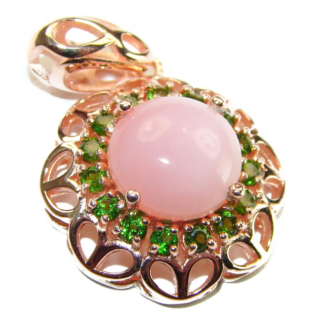 Spectacular Pink Opal 14K Rose Gold over .925 Sterling Silver handmade Pendant
