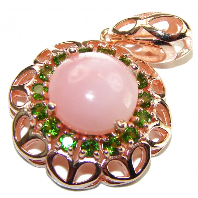 Spectacular Pink Opal 14K Rose Gold over .925 Sterling Silver handmade Pendant