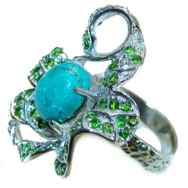 Just Perfection authentic Turquoise Chrome Diopside .925 Sterling Silver Ring size 8