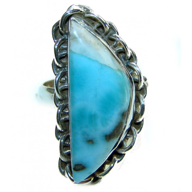 Blue Larimar .925 Sterling Silver handmade ring size 9