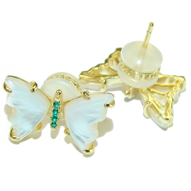 Precious butterflies Blister Pearl 14K Gold over .925 Sterling Silver handcrafted Earrings