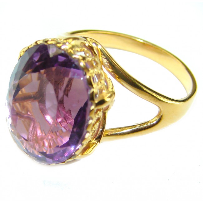 Spectacular Amethyst 14K Gold over .925 Sterling Silver Handcrafted Ring size 8 1/4