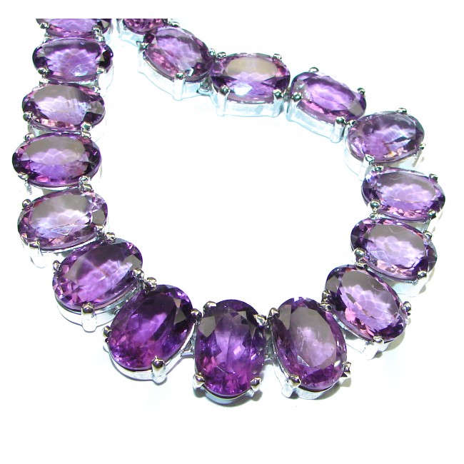 Heavy 95.8 grams Lavender Beauty authentic African Amethyst .925 Sterling Silver handmade necklace