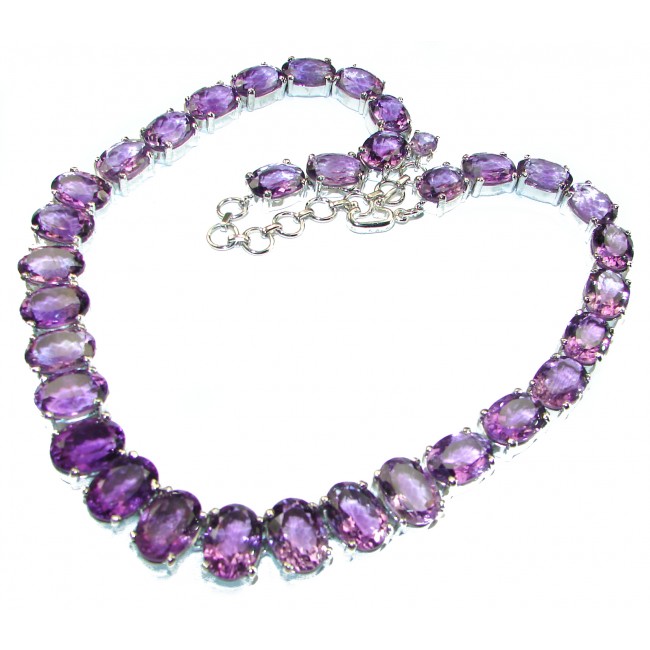 Heavy 95.8 grams Lavender Beauty authentic African Amethyst .925 Sterling Silver handmade necklace