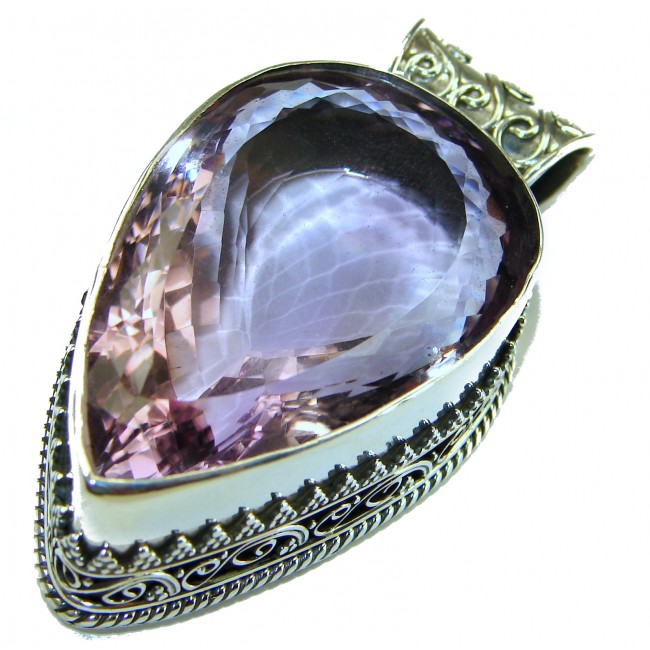 Cosmic Blast Best quality 38.9 grams Genuine Pink Amethyst .925 Sterling Silver handcrafted pendant