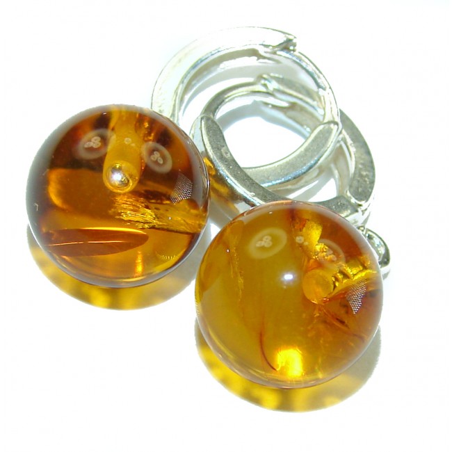 Golden authentic Baltic Amber .925 Sterling Silver Earrings