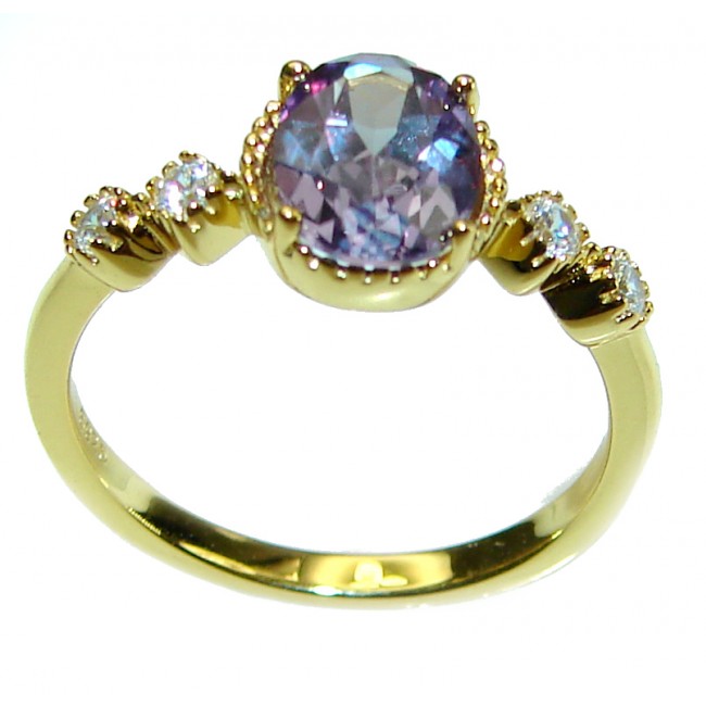 Magic Perfection Alexandrite 14K Gold over .925 Sterling Silver Ring size 6 1/4