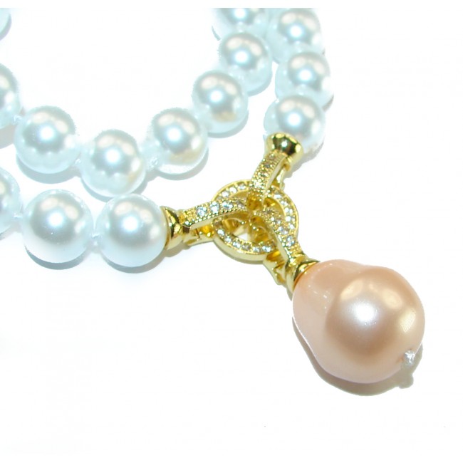 Spectacular Pearl 10K Gold over .925 Sterling Silver handmade Necklace