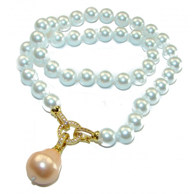Spectacular Pearl 10K Gold over .925 Sterling Silver handmade Necklace