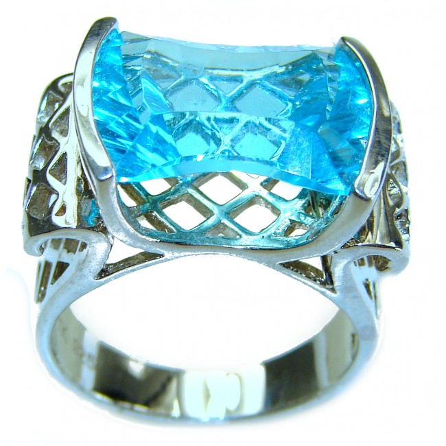 Aqua 22.5 carat Swiss Blue Topaz .925 Sterling Silver ring size 9