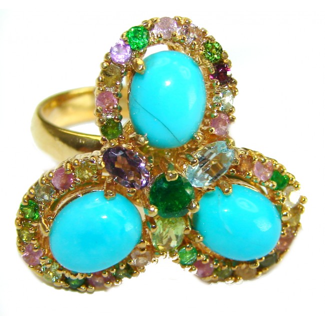 Just Perfection authentic Turquoise 14K Gold over .925 Sterling Silver Ring size 8 1/4