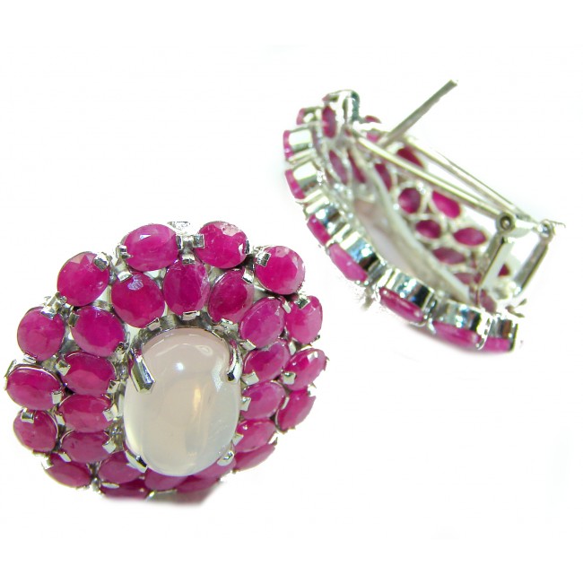 Marie Antoinette's Style Natural Brazilian Rose Quartz .925 Sterling Silver handcrafted earrings