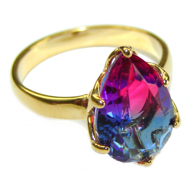 Brazilian Tourmaline 18K Gold over .925 Sterling Silver Perfectly handcrafted Ring s. 8 1/2