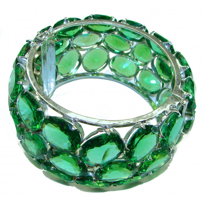 99.55 grams! Green Royalty Green Topaz .925 Sterling Silver incredible handcrafted Statement Bracelet