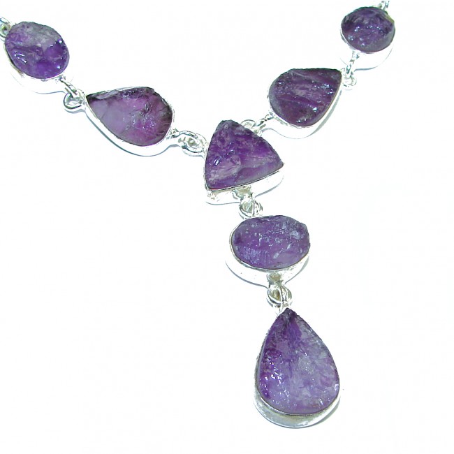Pure and Simple genuine rough Amethyst .925 Sterling Silver handmade Necklace
