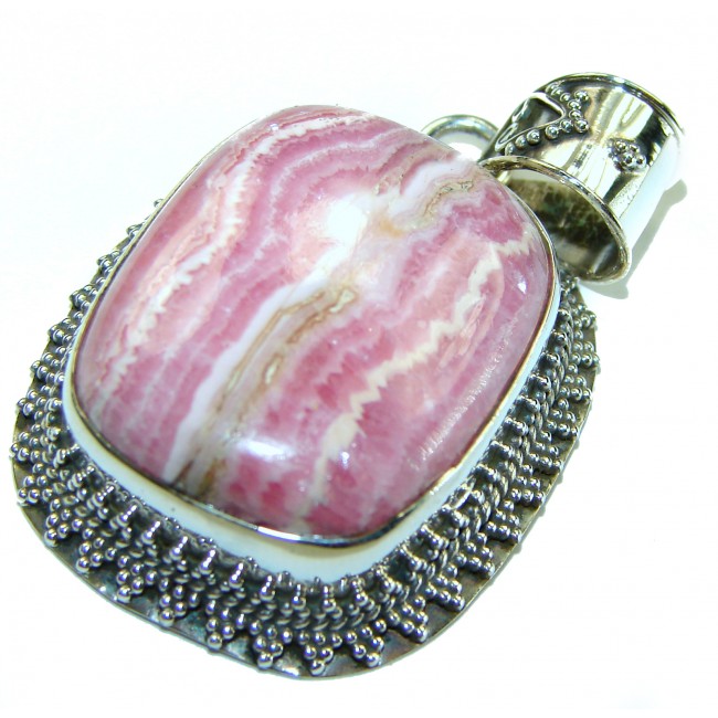 Genuine Argentinian Rhodochrosite .925 Sterling Silver handmade Pendant