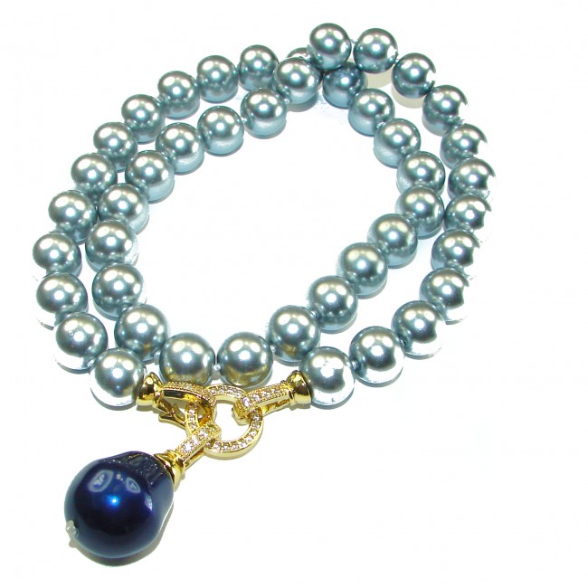 Vintage Beauty Freshwater Grey Pearl 14K Gold over .925 Sterling Silver handcrafted Necklace