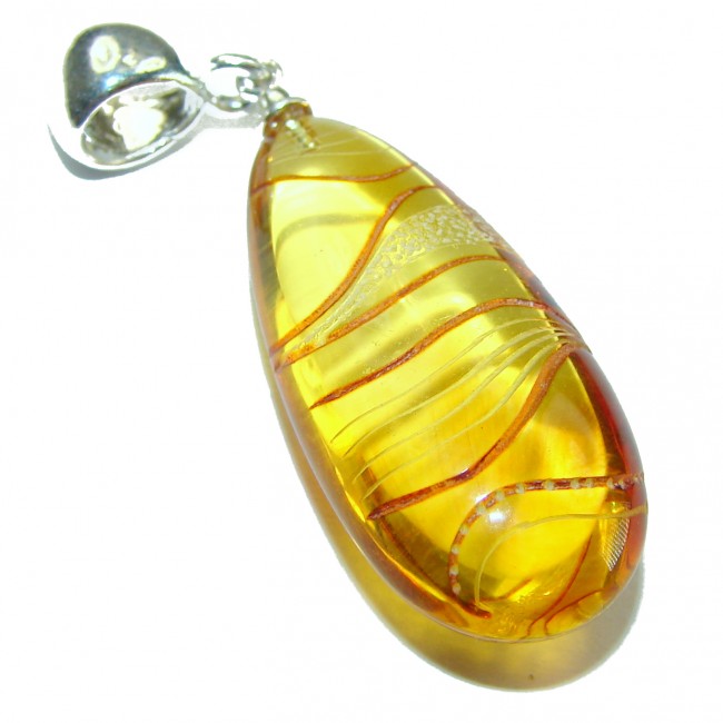 Golden Dunes Prehistoric Beauty authentic Baltic Amber .925 Sterling Silver handcrafted pendant