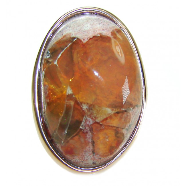 Natural Mexican Fire Opal 14K Rose Gold over .925 Sterling Silver handmade ring size 6 1/2